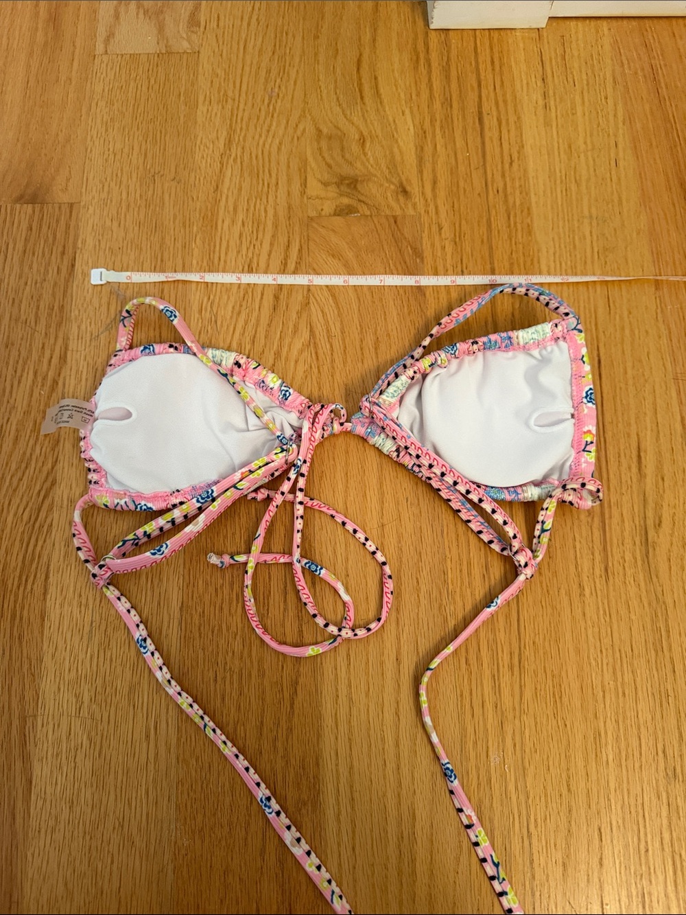 Pink Patterned String Bikini Top - Picture 4 of 4